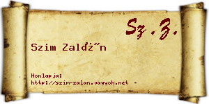 Szim Zalán névjegykártya